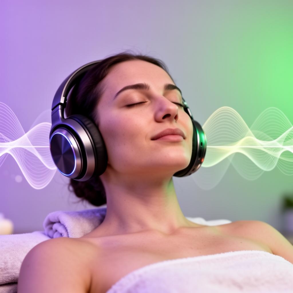 Person relaxing with headphones during sound therapy for tinnitus relief